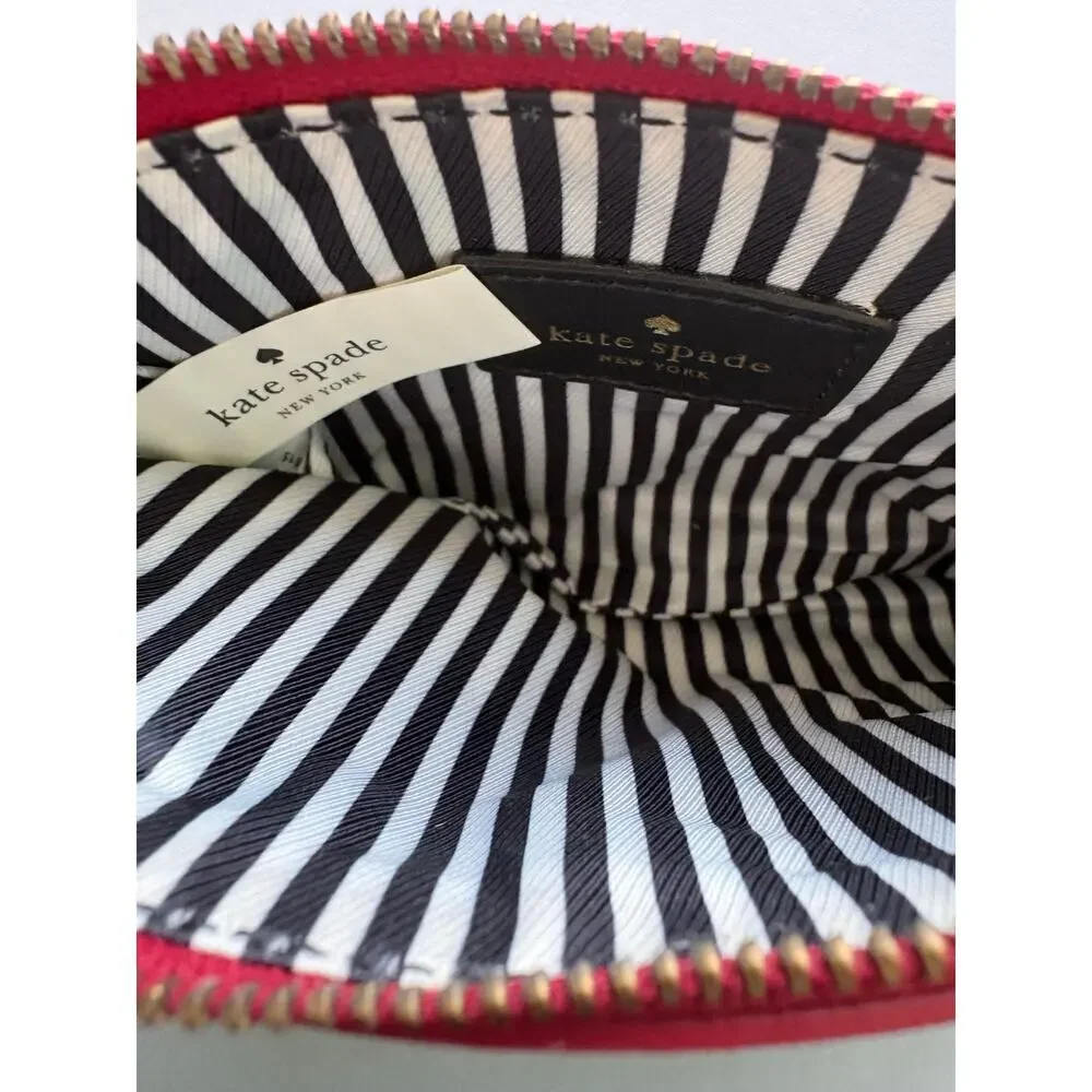 Kate Spade New York Leroy Street Bee Wristlet Pillbox Red Leather Clutch Clover